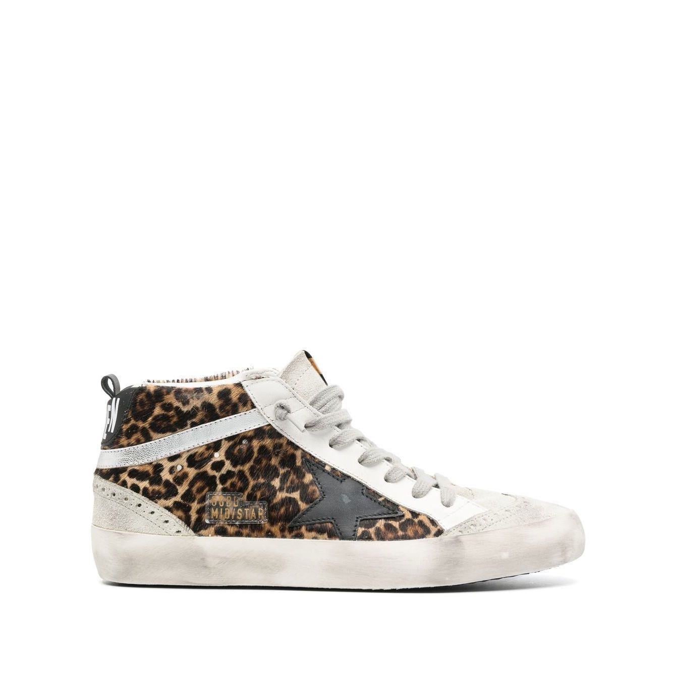 Golden Goose Mid Star Leo ponyskin shoe with star and comma