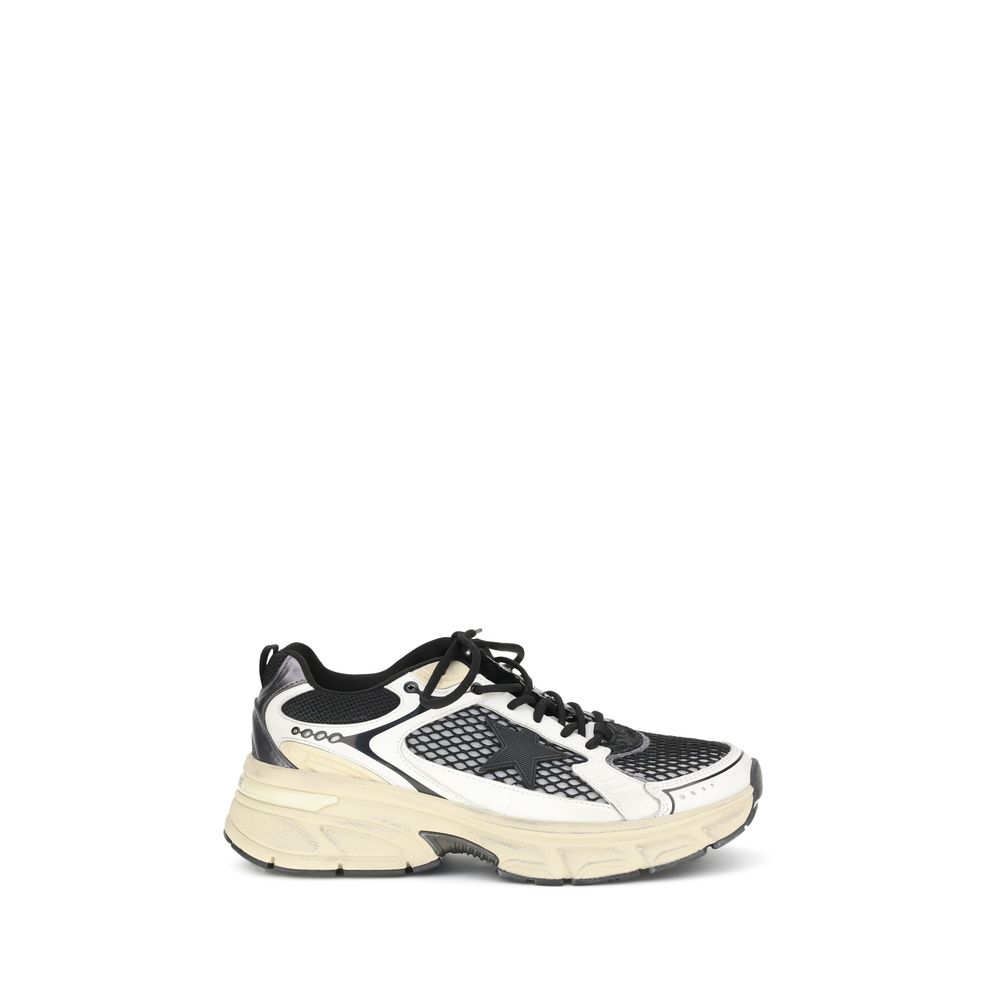 Golden Goose Multicolor Polyester Athletic Sneakers with taupe leather, beige TPU star, and rose gold heel for stylish comfort.