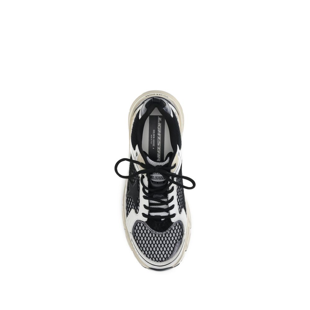 Top view of Golden Goose Multicolor Polyester Athletic Sneakers with mesh upper and black laces for contemporary style and comfort.