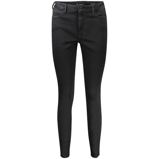 Guess Jeans Black Cotton Women Skinny Jean with eco-friendly recycled cotton and flattering fit.
