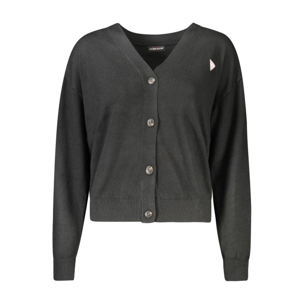 Guess Jeans Black Polyester Women Cardigan with buttons and V-neckline