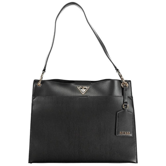 Guess Jeans Black Polyethylene Handbag with shoulder handle, snap closure, external and internal pockets, logo