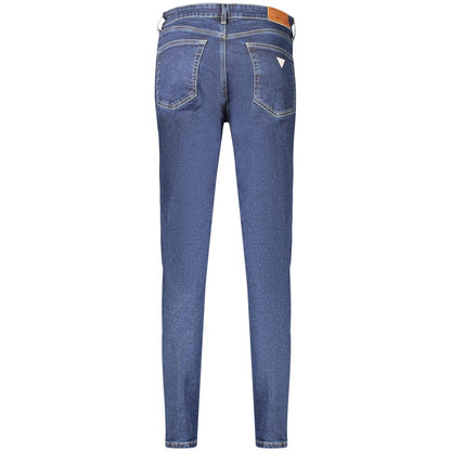 Back view of Guess Jeans Blue Cotton Women Jean with classic design and blue hue.