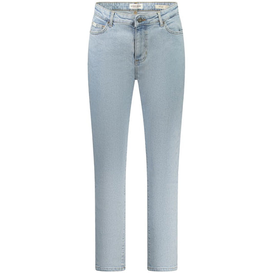Guess Jeans Blue Cotton Women's Skinny Jean with washed aesthetic and five pockets, offering comfort and style in timeless blue.