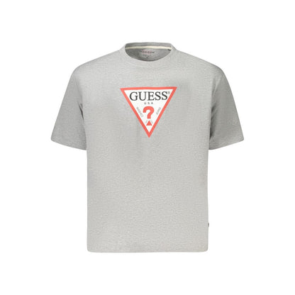 Guess Jeans Gray Cotton Women T-Shirt with bold logo and oversized fit, crafted from premium organic cotton for style and comfort.