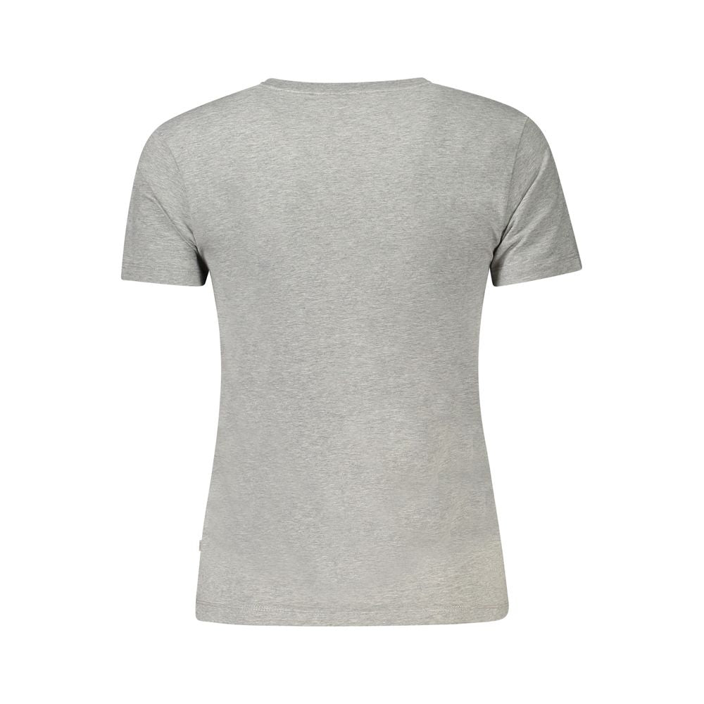 Back view of Guess Jeans Gray Cotton Women Top showcasing soft fabric and modern design.