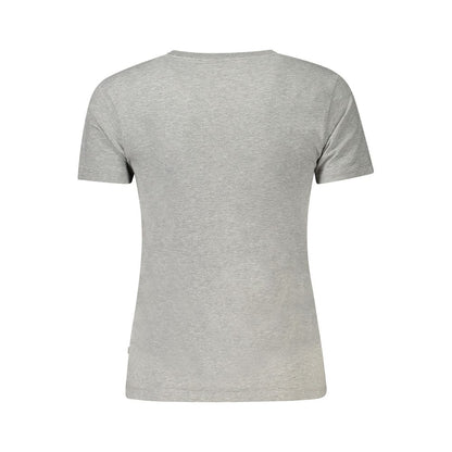 Back view of Guess Jeans Gray Cotton Women Top showcasing soft fabric and modern design.