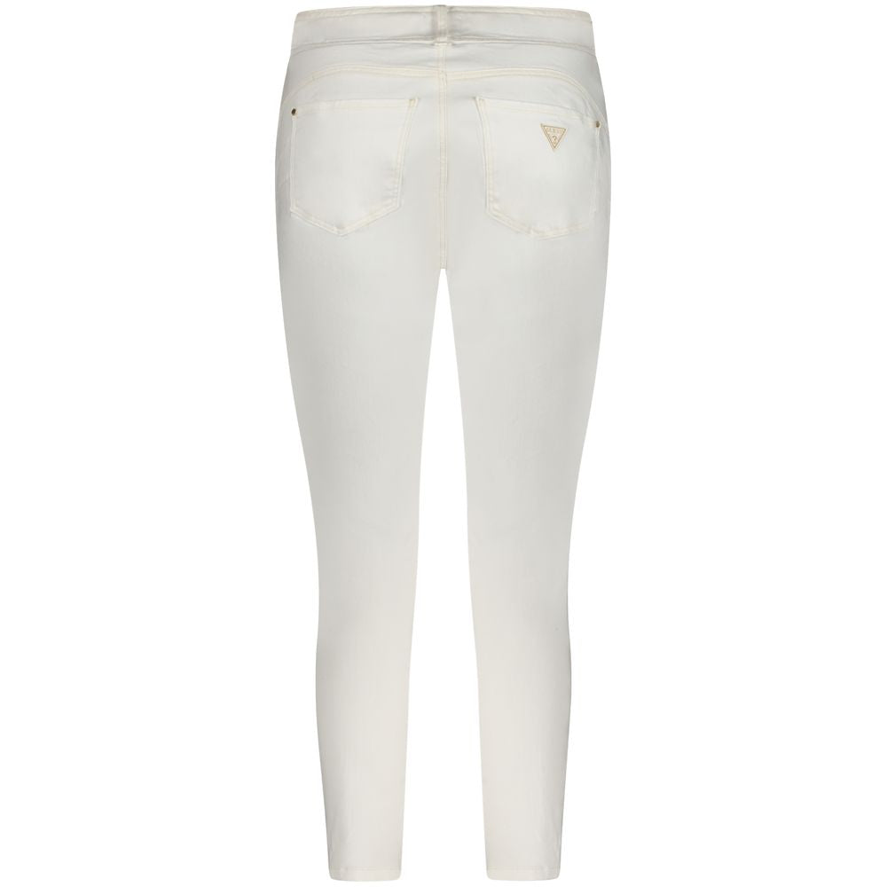 Guess Jeans White Cotton Women's Skinny Jean back view showcasing premium craftsmanship and chic design.