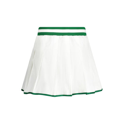 Guess Jeans White Polyester Women Skirt with elastic waist and bold green details