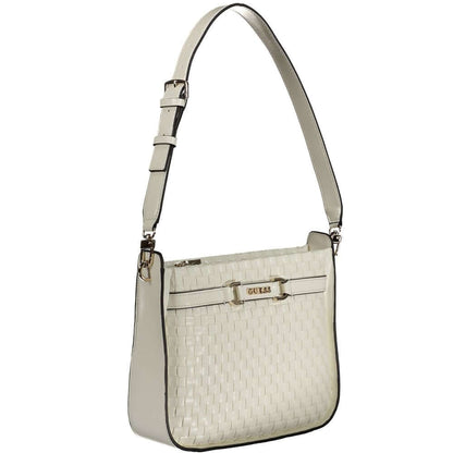 Guess Jeans White Polyethylene Handbag with adjustable shoulder handle and zip closure
