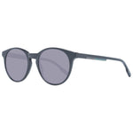 Hackett Black Men Sunglass with black acetate frame and grey plastic lenses, offering 100% UVA & UVB protection, round style, full-rim design.