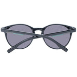 Hackett Black Men Sunglass with black acetate frame, grey plastic lenses, and 100% UVA & UVB protection. Size 53-21-145, round full-rim style.