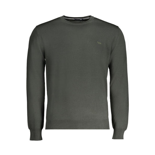 Harmont & Blaine Green Wool Sweater, long-sleeved jersey with crew neck and embroidered logo
