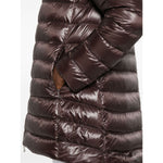 Herno Coats Brown featuring chocolate brown high-shine finish, two-way zip, drawstring hood, and side zip-fastening pockets.