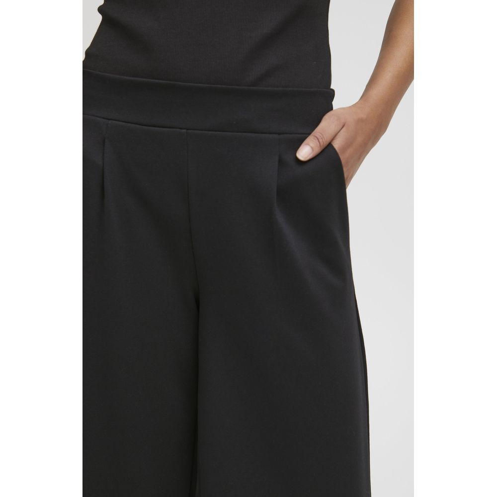 ICHI Black Recycled Polyester Flared Pants showcasing comfortable fit