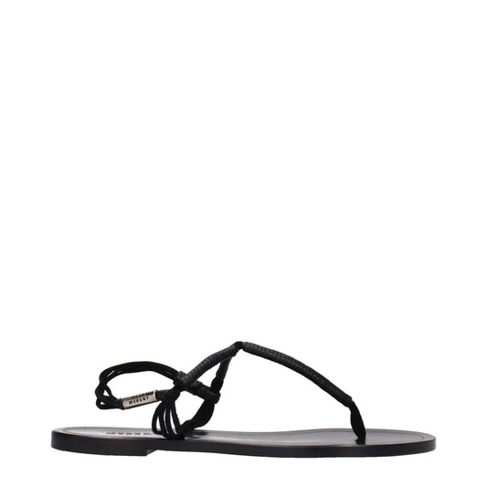 Isabel Marant Black Leather Flip-Flop Sandals featuring side logo, open toe, low flat heel, style SD0058FAA2B03S01BK