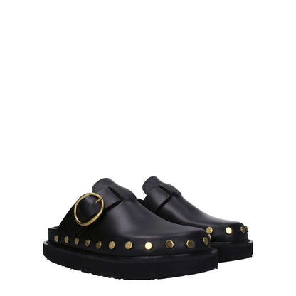 Isabel Marant Black Leather Slippers