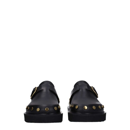 Isabel Marant Black Leather Slippers