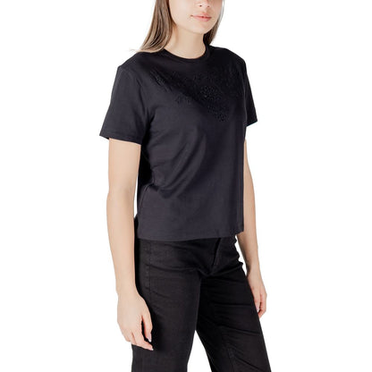 Jacqueline De Yong Black Cotton T-Shirt