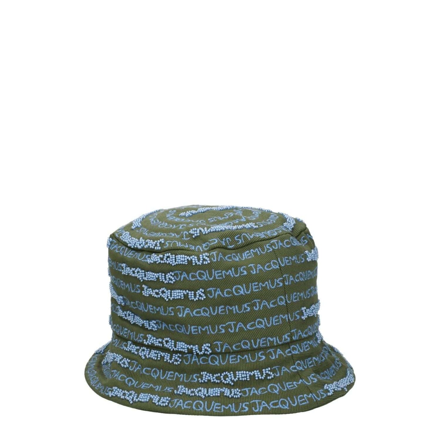 Jacquemus Green Cotton Bucket Hat with logo beading, casual style, made of cotton, green and khaki shades, MPN 235AC4515012560.