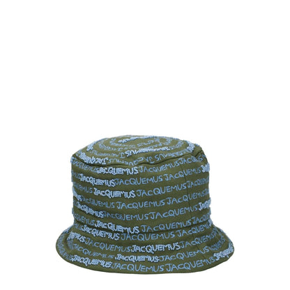Jacquemus Green Cotton Bucket Hat with logo beading, casual style, made of cotton, green and khaki shades, MPN 235AC4515012560.