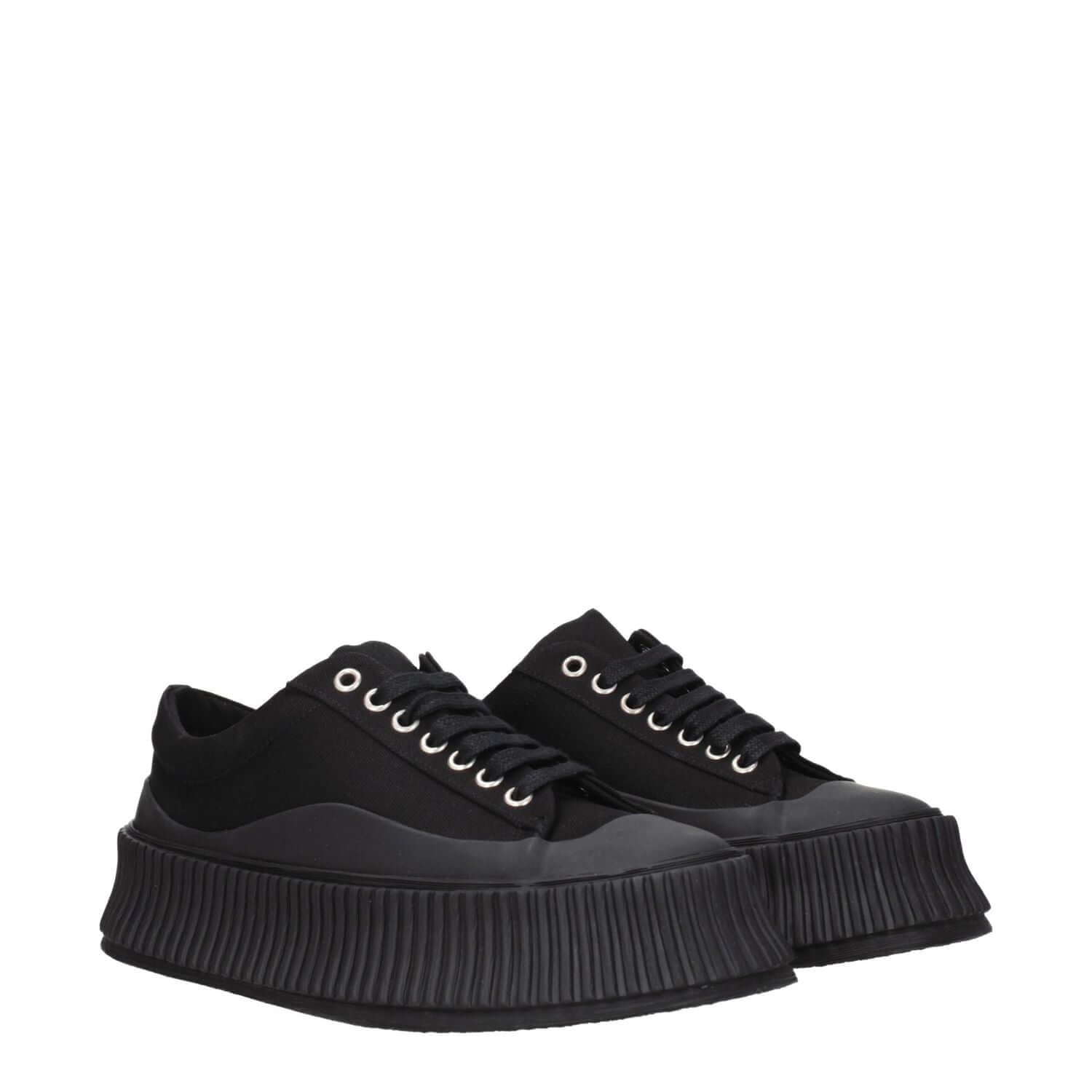 Jil Sander Black Fabric Chunky Sneakers