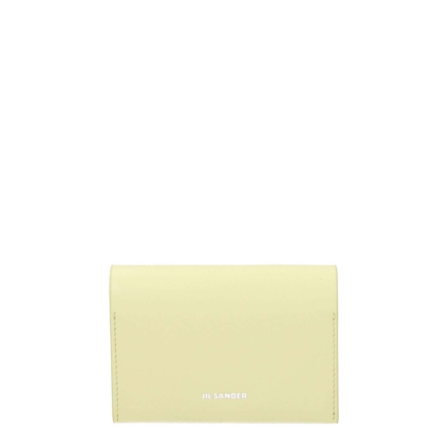 Yellow Jil Sander cardholder, leather with logo, 3 slots, button closure, casual style, 7.5×10 cm, lemon secondary color.