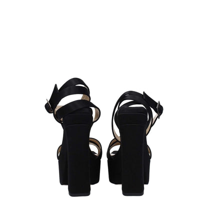 Jimmy Choo Black Satin Platform Sandals
