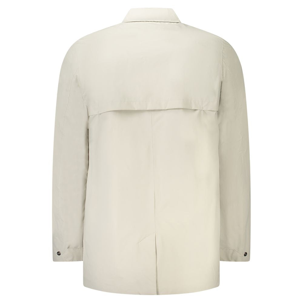 K-WAY Beige Polyamide Men Jacket, back view showcasing long sleeves and stylish design.