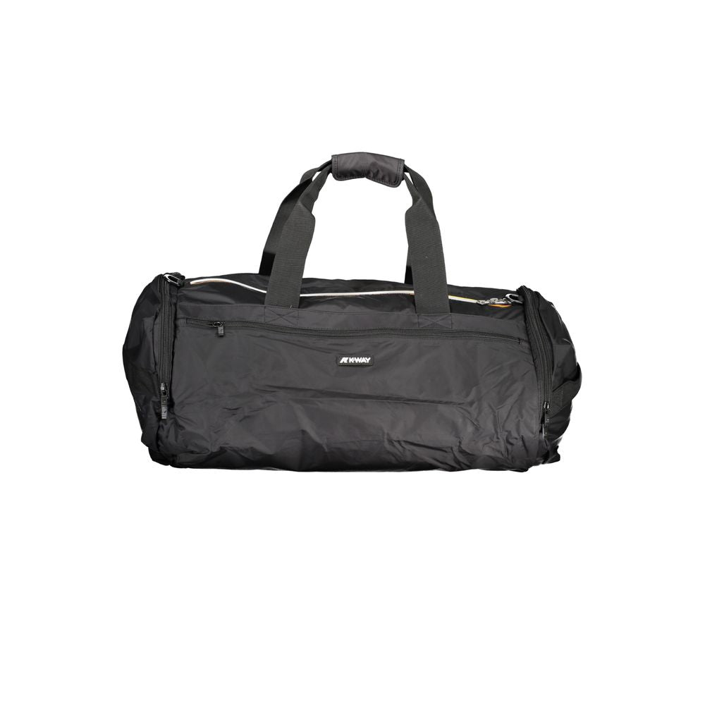 K-WAY Black Polyamide Luggage And Travel bag with adjustable strap, multiple pockets, and zip closure.