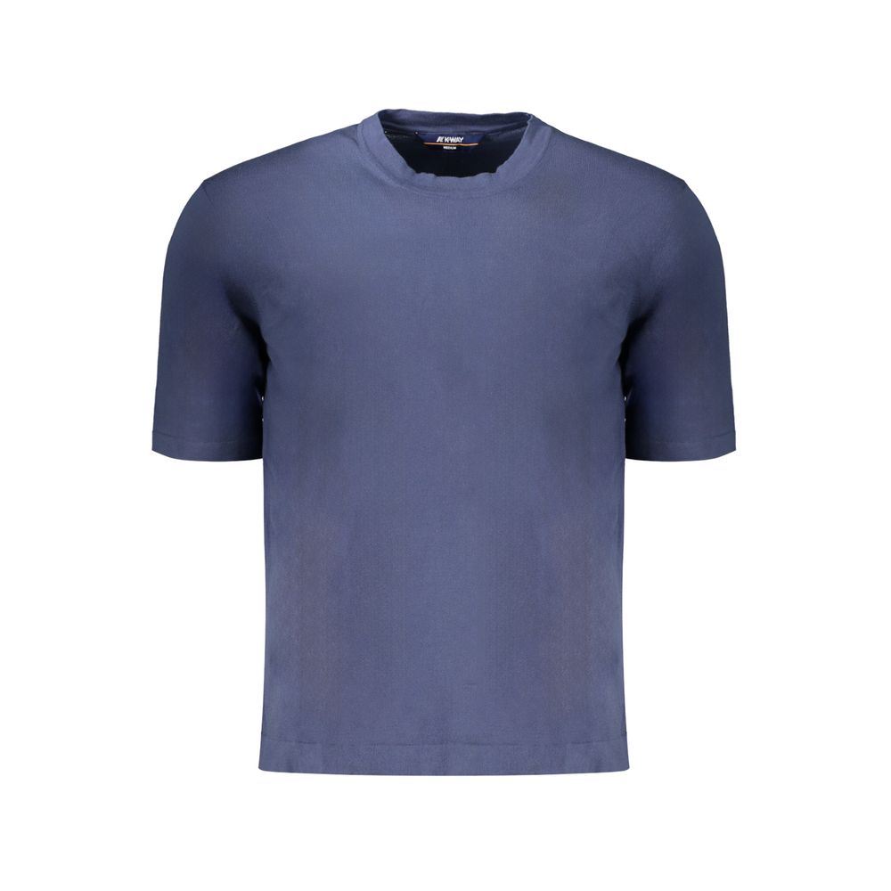 K-WAY Blue Cotton Sweater short sleeved t-shirt with crew neck and logo
