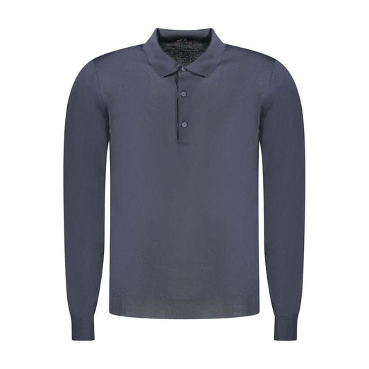 K-WAY Blue Wool Sweater with long sleeves, 3 buttons, and logo displayed on a plain background.
