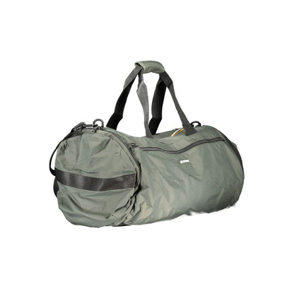 K-WAY Green Polyamide Luggage And Travel bag with multiple pockets, shoulder handles, and adjustable strap.