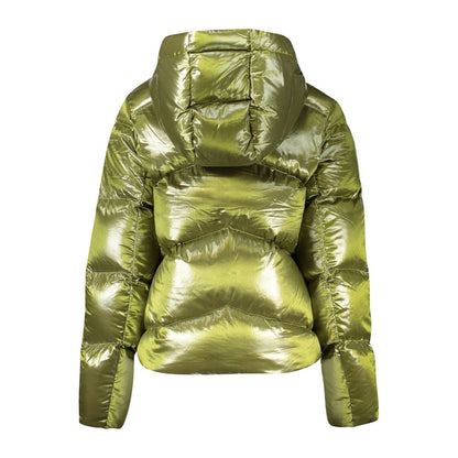 K-WAY Green Polyamide Women Jacket with hood and pockets, back view