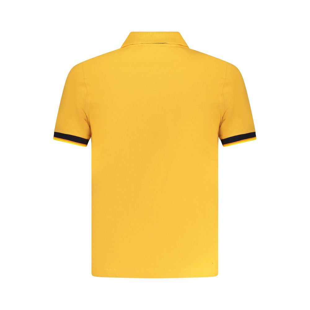 K-WAY Orange Cotton Polo Shirt, short sleeve with 2 buttons, contrasting details, logo on back view.