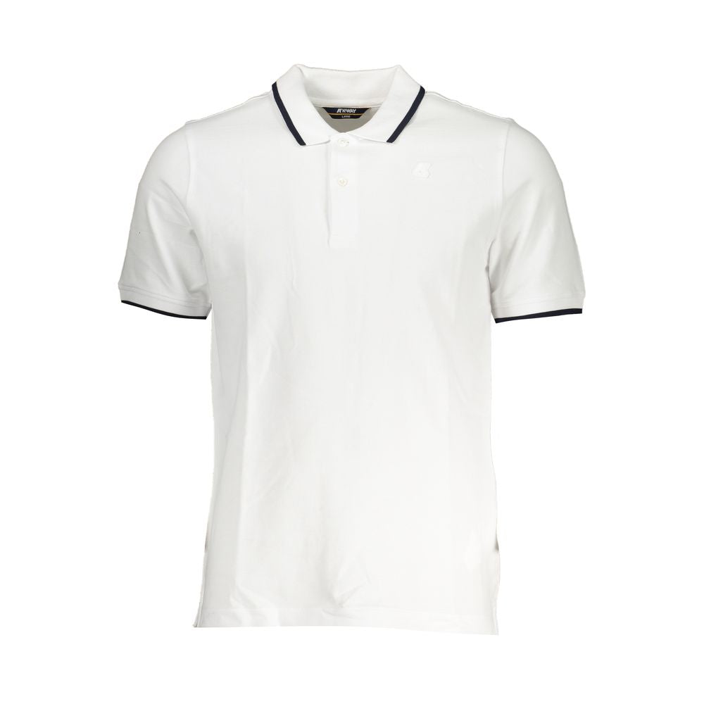 K-WAY White Cotton Polo Shirt with short sleeves, 2 buttons, contrast details, and logo application.