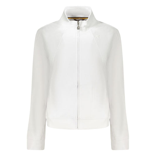 K-WAY White Cotton Women Sweater with long sleeves, twin pockets, and zip fastening.