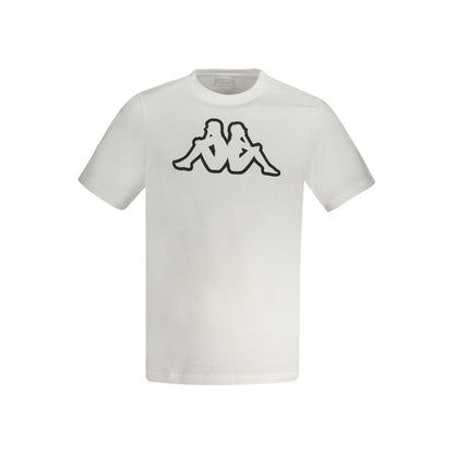 Kappa White Cotton Men T-Shirt with iconic logo, short sleeves, and crew neck for casual elegance