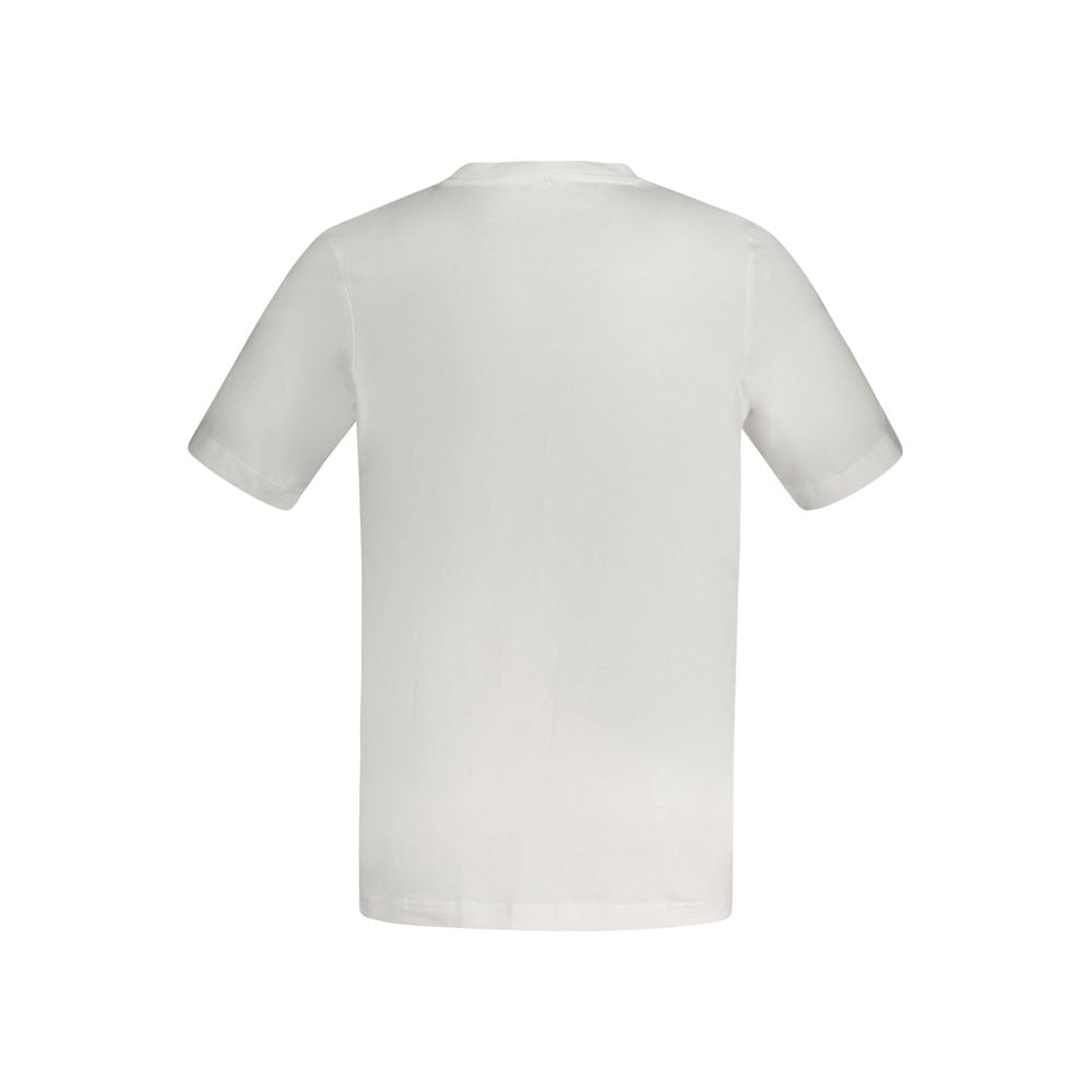 Kappa White Cotton Men T-Shirt with short sleeves and crew neck, featuring iconic Kappa logo on classic white cotton for casual style.