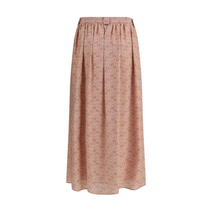 Kristina Ti Multicolor Silk Long Skirt with foliage print, button closure, and belt loops. Feminine and refined style for a boho look.