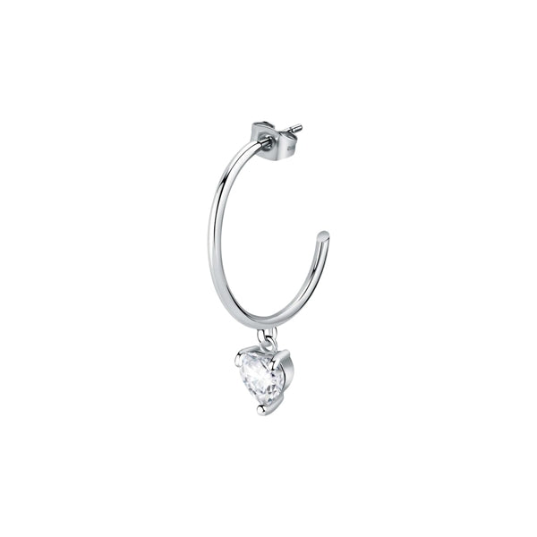LA PETITE STORY JEWELRY Mod. LPS02AQM26 silver hoop earring with heart-shaped pendant