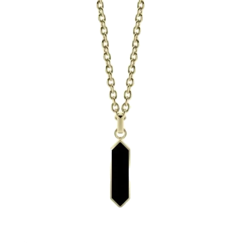 Liu-Jo Jewels New Collection necklace featuring LIU-JO Mod. MLJ591 with a sleek black pendant on a gold chain.