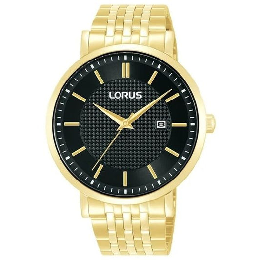 LORUS WATCHES Mod. RH958RX9 gold wristwatch with black dial and date feature