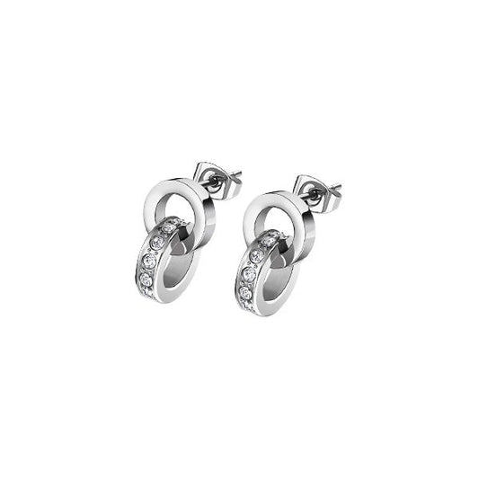 Elegant earrings from LOTUS JEWELS JEWELRY Mod. LS1981-4/1, silver with diamond accents