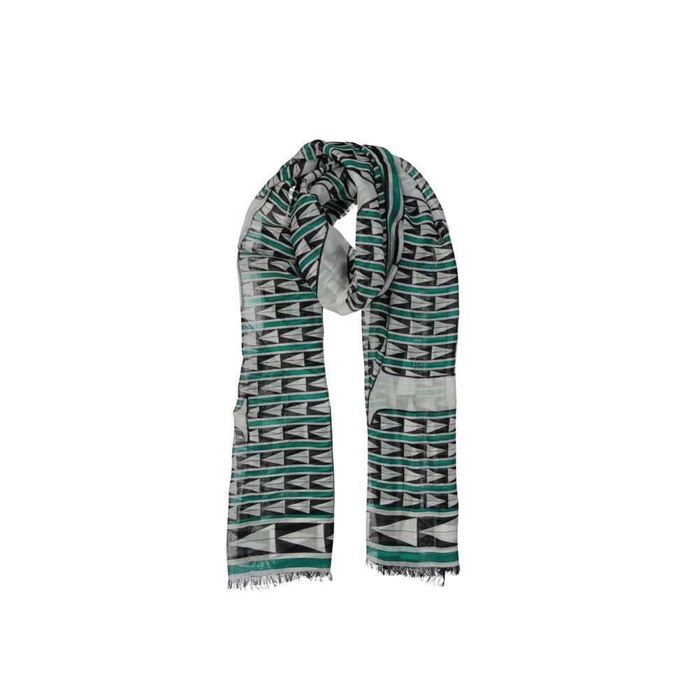 Lanvin Green Wool Scarf with fringe finish, contrast logo, made in Italy, 200cm x 70cm, 100% wool, dry clean, women's fashion accessory