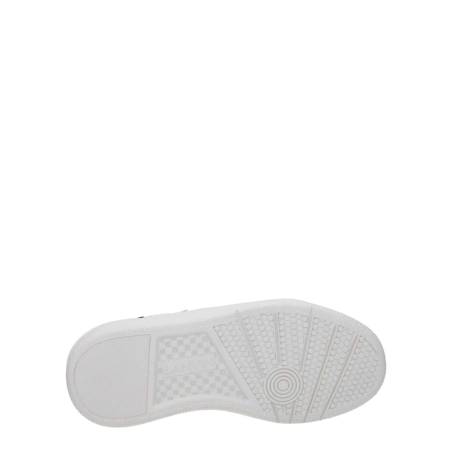 Sole view of Lanvin White Fabric Low Top Sneakers with rubber sole and round toe design.