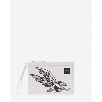 Lanvin White Leather Men Pouch Wallet
