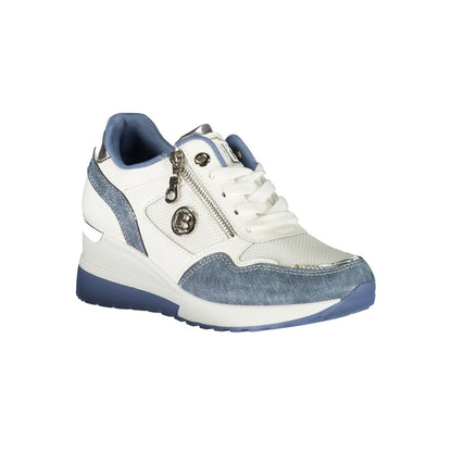 Laura Biagiotti Blue Synthetic Women Sneaker with side zip and embroidery detail.