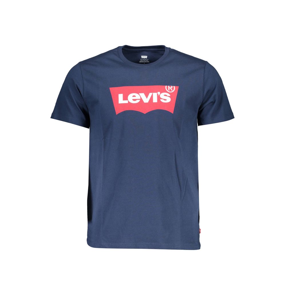 Levi's Blue Cotton Men T-Shirt with logo, pure cotton for comfort, stylish and bold blue hue, ideal for casual sophistication.