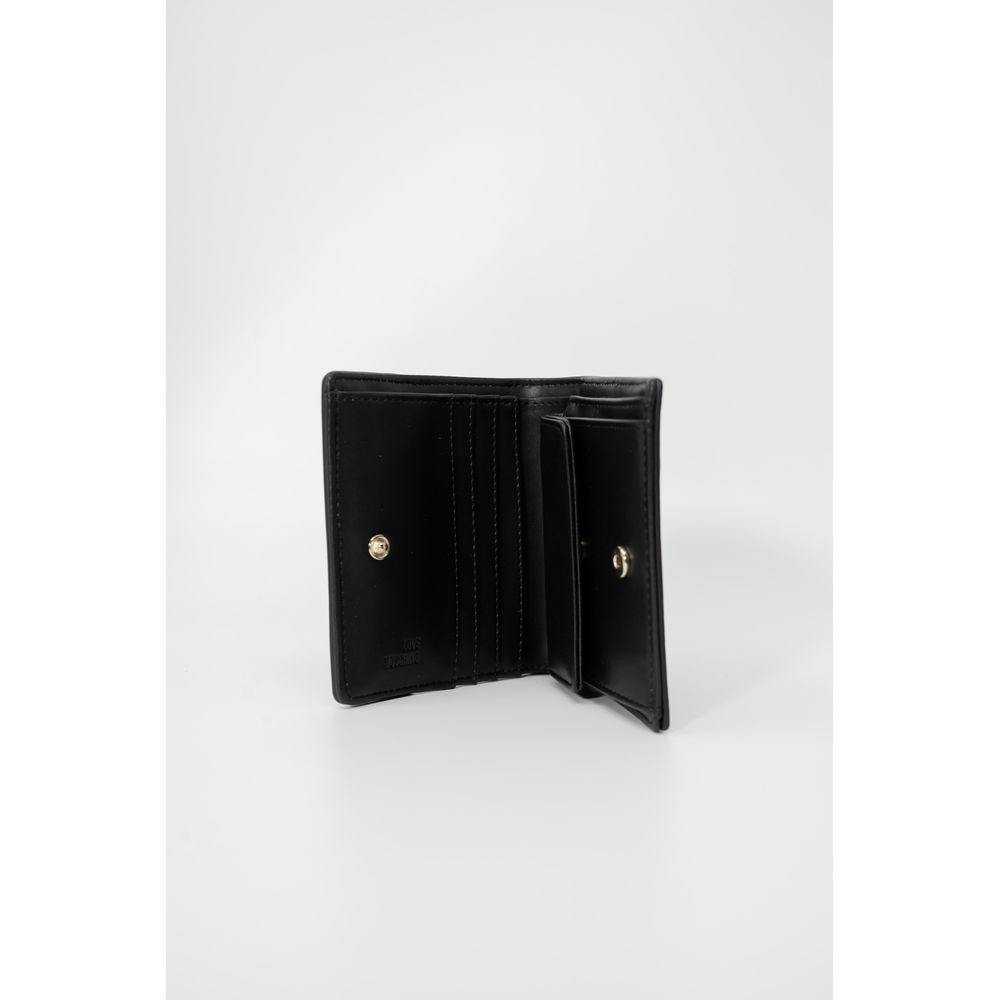 Love Moschino Bicolor Polyethylene Wallet - Quilted faux leather, compact design with metallic logo detail, elegant open view.